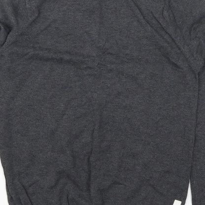 Brand and care label for Fabric of Life men’s grey jumper, size M