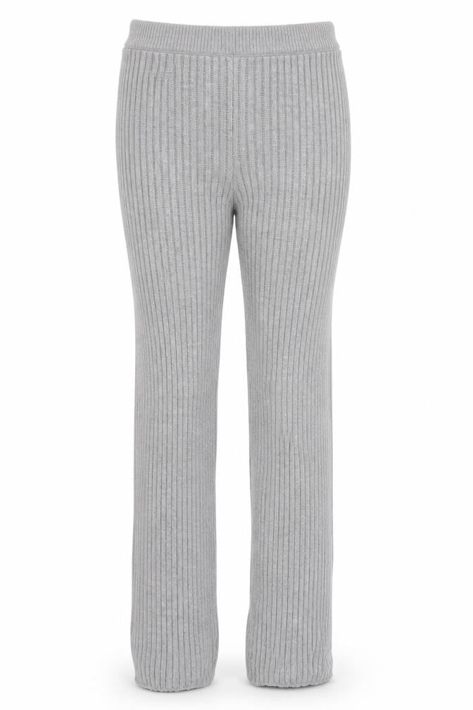 Front view of Preworn women’s grey trousers, size UK 27, in, 25-inch leg