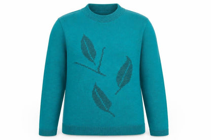 Front view of Classics women’s blue jumper, size L, - leaf