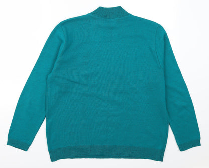 Back view of Classics women’s blue jumper, size L, - leaf