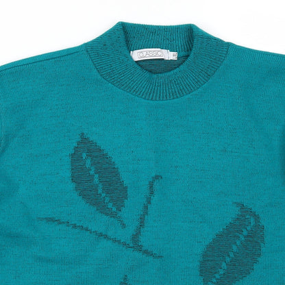 Close-up detail of Classics women’s blue jumper, size L, - leaf