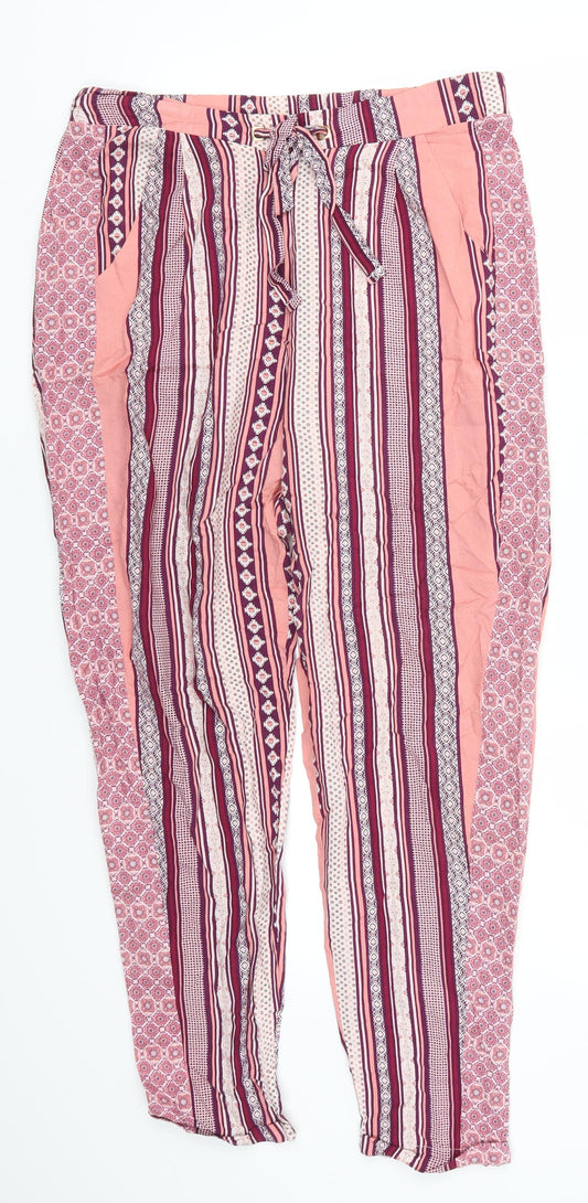 Atmosphere Womens Pink Geometric  Trousers  Size 10 L26 in