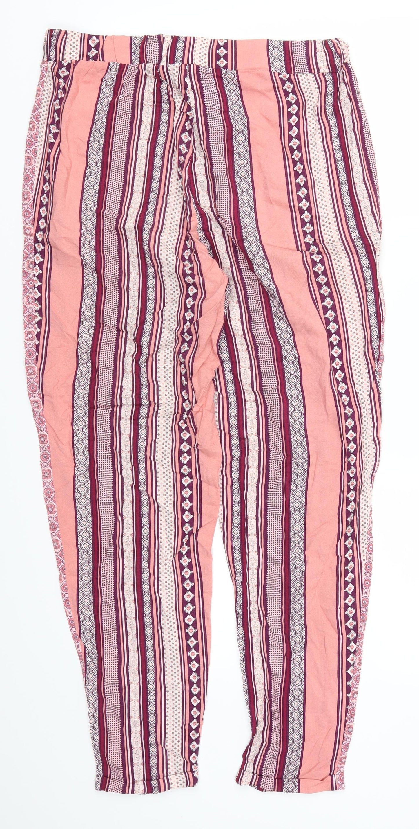 Atmosphere Womens Pink Geometric  Trousers  Size 10 L26 in