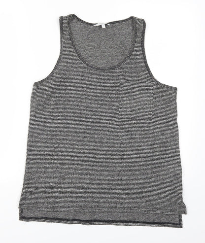 Additional front view of Next women’s grey striped basic tank, size UK 12