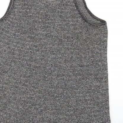 Brand and care label for Next women’s grey striped basic tank, size UK 12
