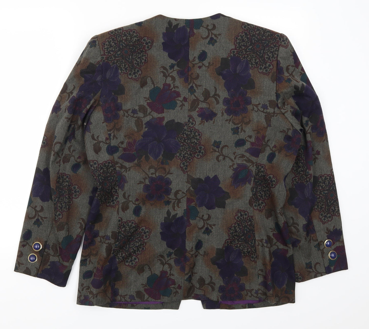Kasper Womens Purple Floral Rayon Jacket  Size 12