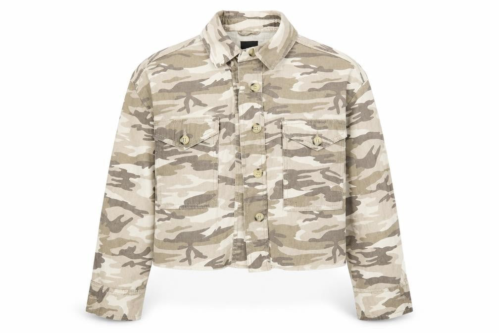 Primark Womens Brown Camouflage Denim Jacket  Size 4  - CROPPED