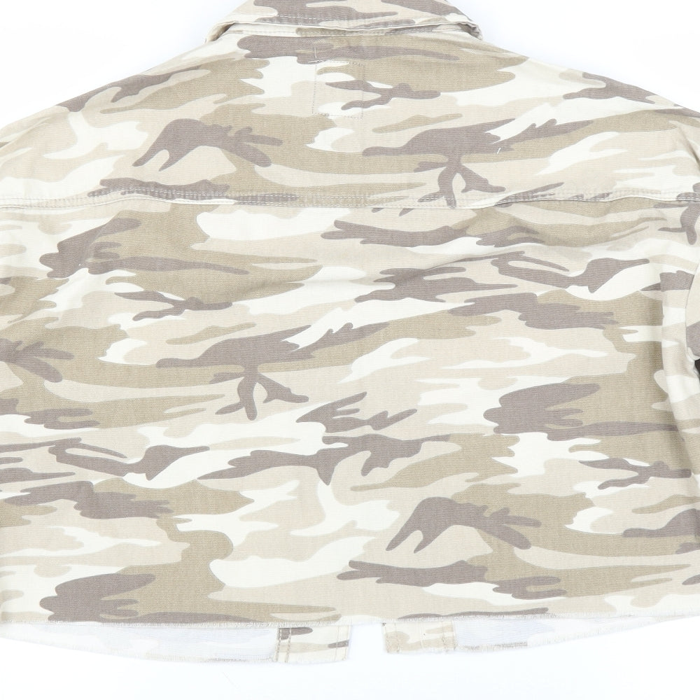 Primark Womens Brown Camouflage Denim Jacket  Size 4  - CROPPED