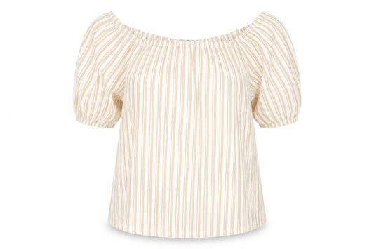 F&F Womens Beige Striped  Basic Blouse Size 10
