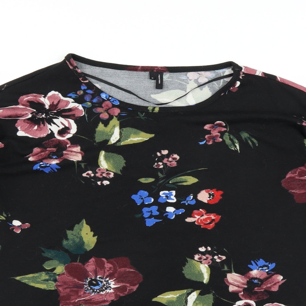 VERO MODA Womens Black Floral  Pullover Jumper Size M