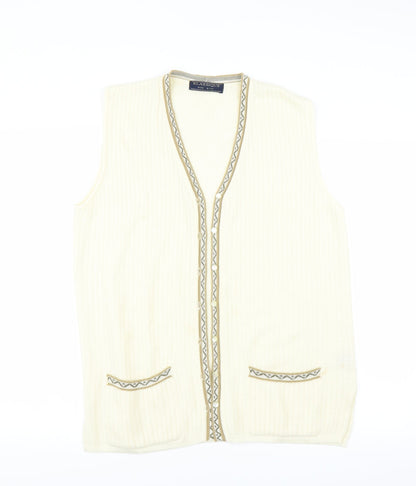 Additional front view of Klassique women’s yellow cardigan jumper, size S