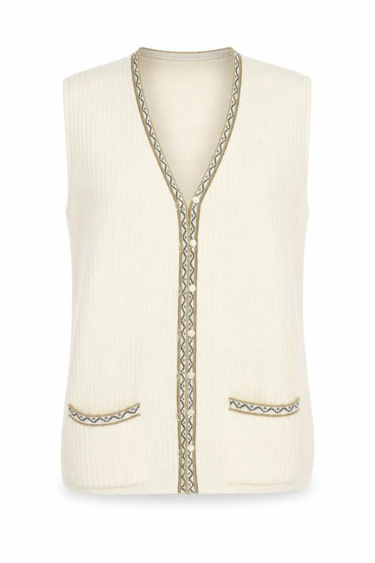 Front view of Klassique women’s yellow cardigan jumper, size S
