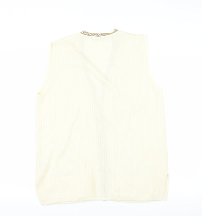 Back view of Klassique women’s yellow cardigan jumper, size S