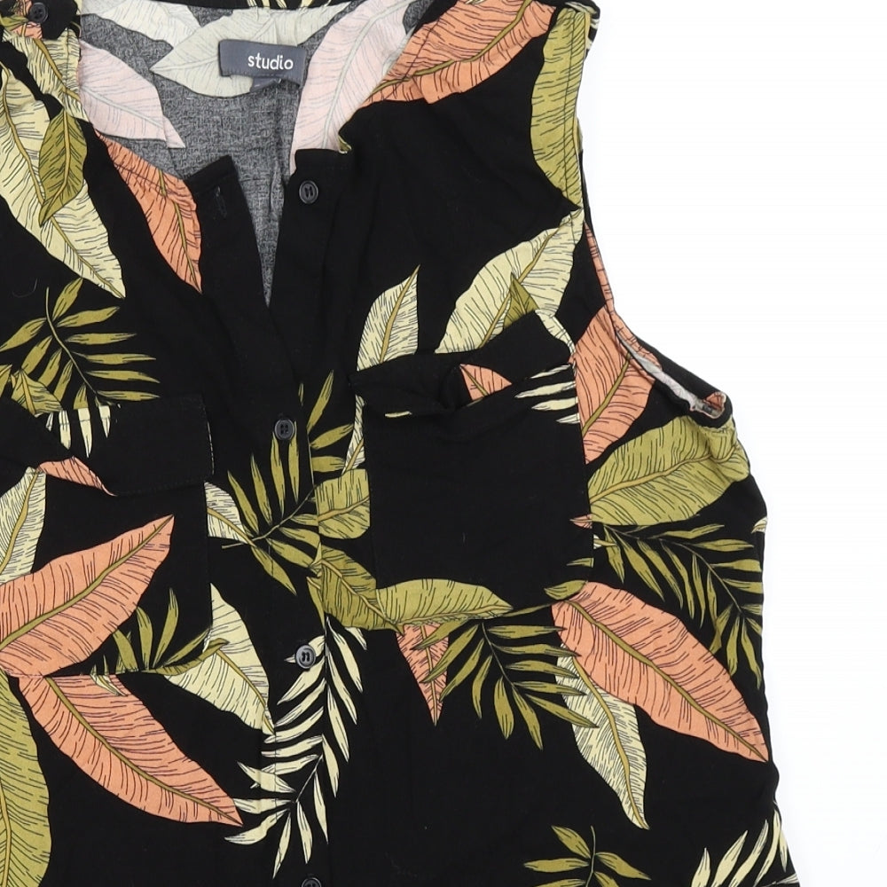Studio Womens Black   Basic Button-Up Size 12