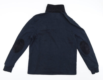 Back view of Dunnes men’s blue henley sweatshirt, size M