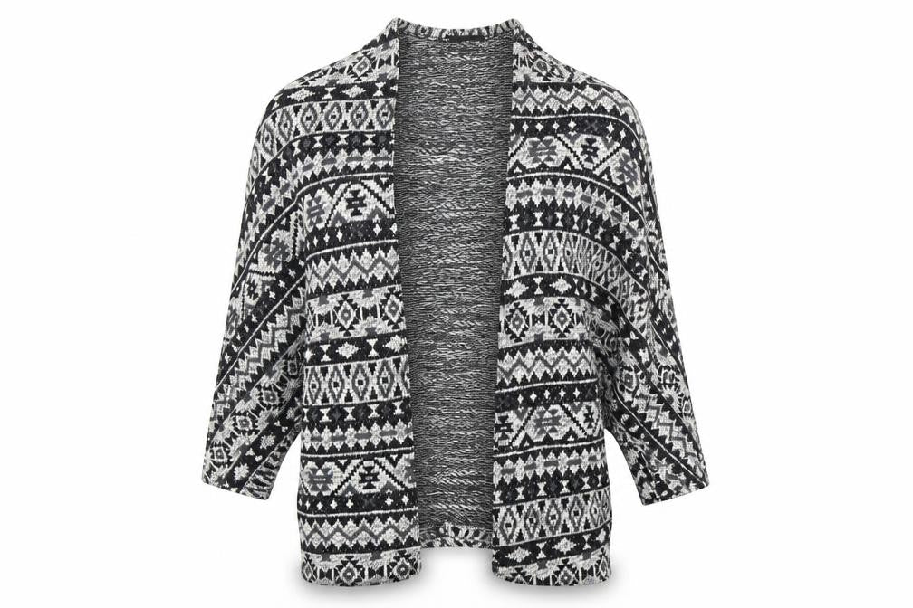 Atmosphere Womens Black Geometric  Cardigan Jumper Size M
