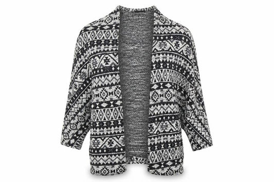 Atmosphere Womens Black Geometric  Cardigan Jumper Size M