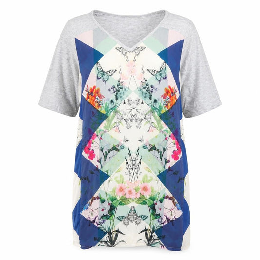 Next Womens Grey Floral  T-Shirt Dress  Size 14