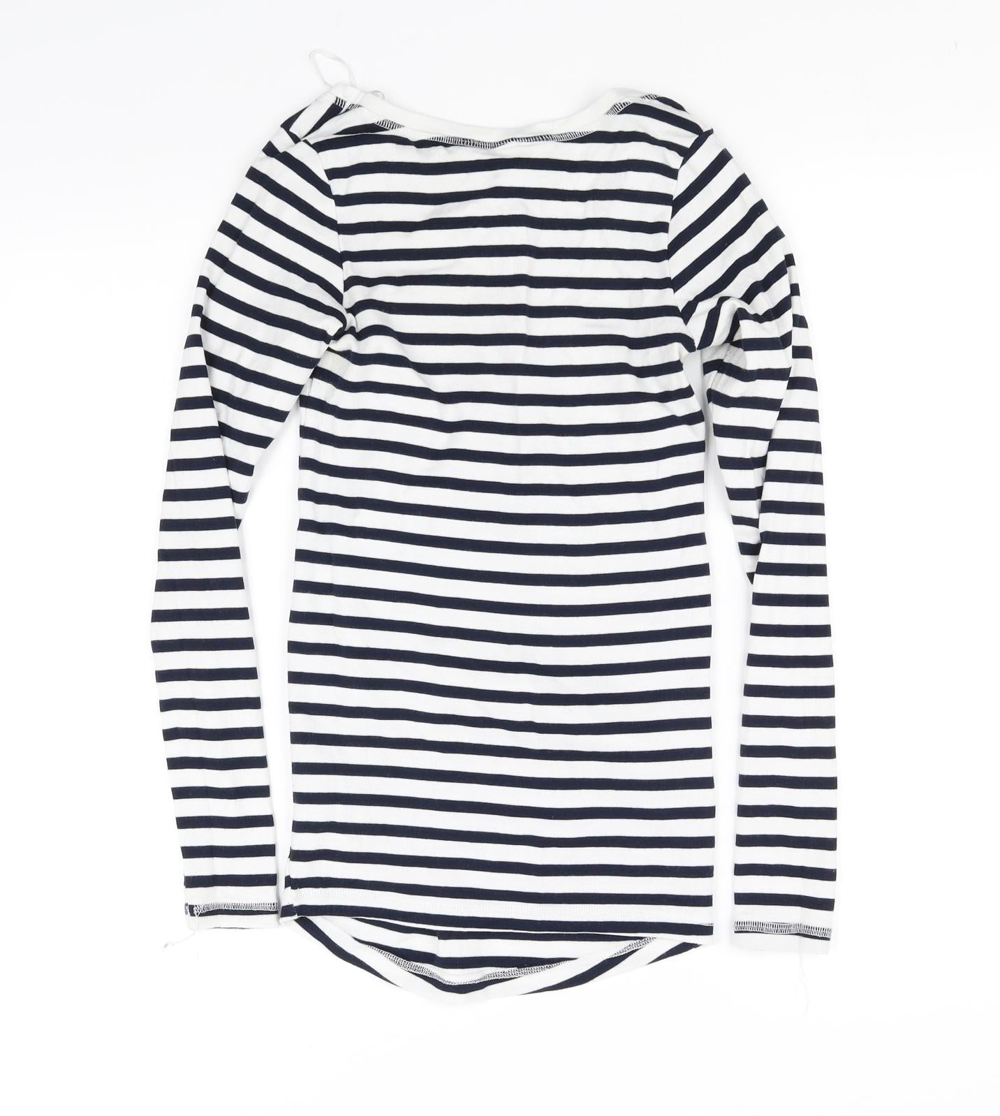 H&M Womens White Striped  Basic T-Shirt Size S