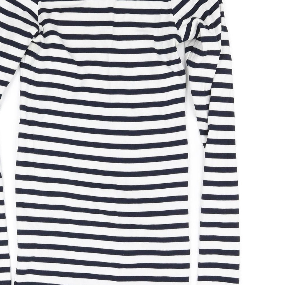 H&M Womens White Striped  Basic T-Shirt Size S