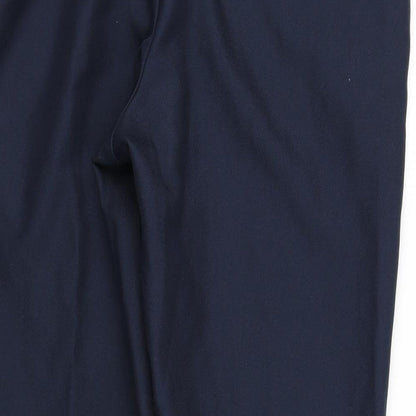 Brand and care label for pre worn women’s blue trousers, size L, 20-inch leg