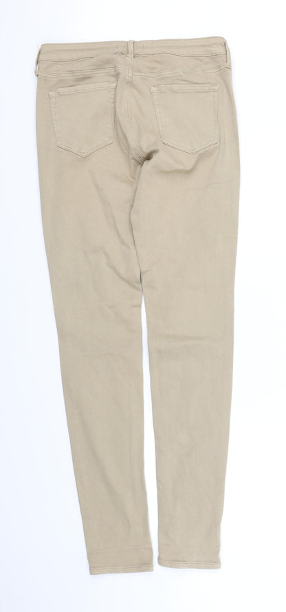 Back view of pre worn women’s beige trousers, size M, 34-inch leg