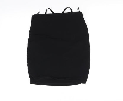 Back view of miss selfridg women’s black basic blouse, size UK 6