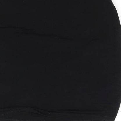 Brand and care label for miss selfridg women’s black basic blouse, size UK 6