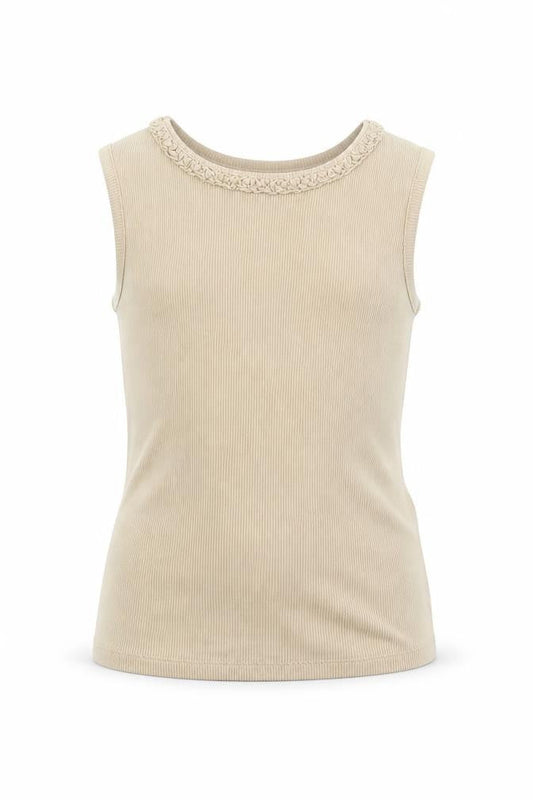 Front view of George girls’ beige basic tank, size 6-7, years