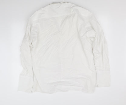 Back view of Peter England women’s white basic button-up, size XL