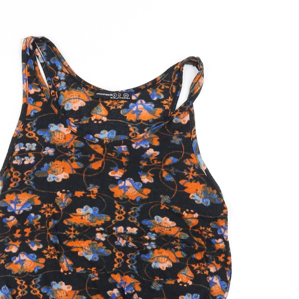 Atmosphere Girls Black Floral  Basic Tank Size 8 Years