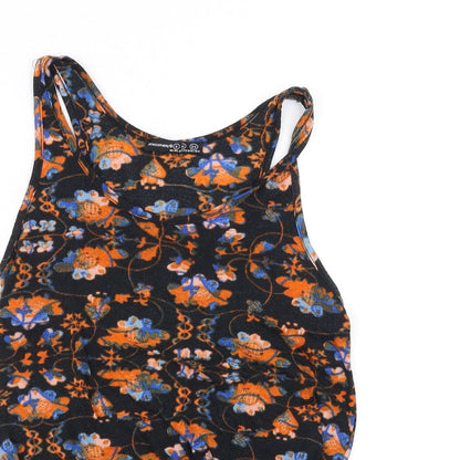 Close-up detail of Atmosphere girls’ black floral basic tank, size 8, years