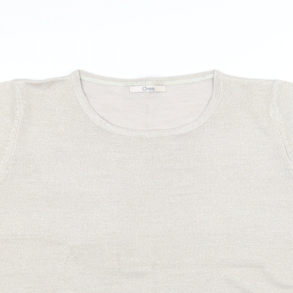 Classic Womens Beige   Basic T-Shirt Size 16