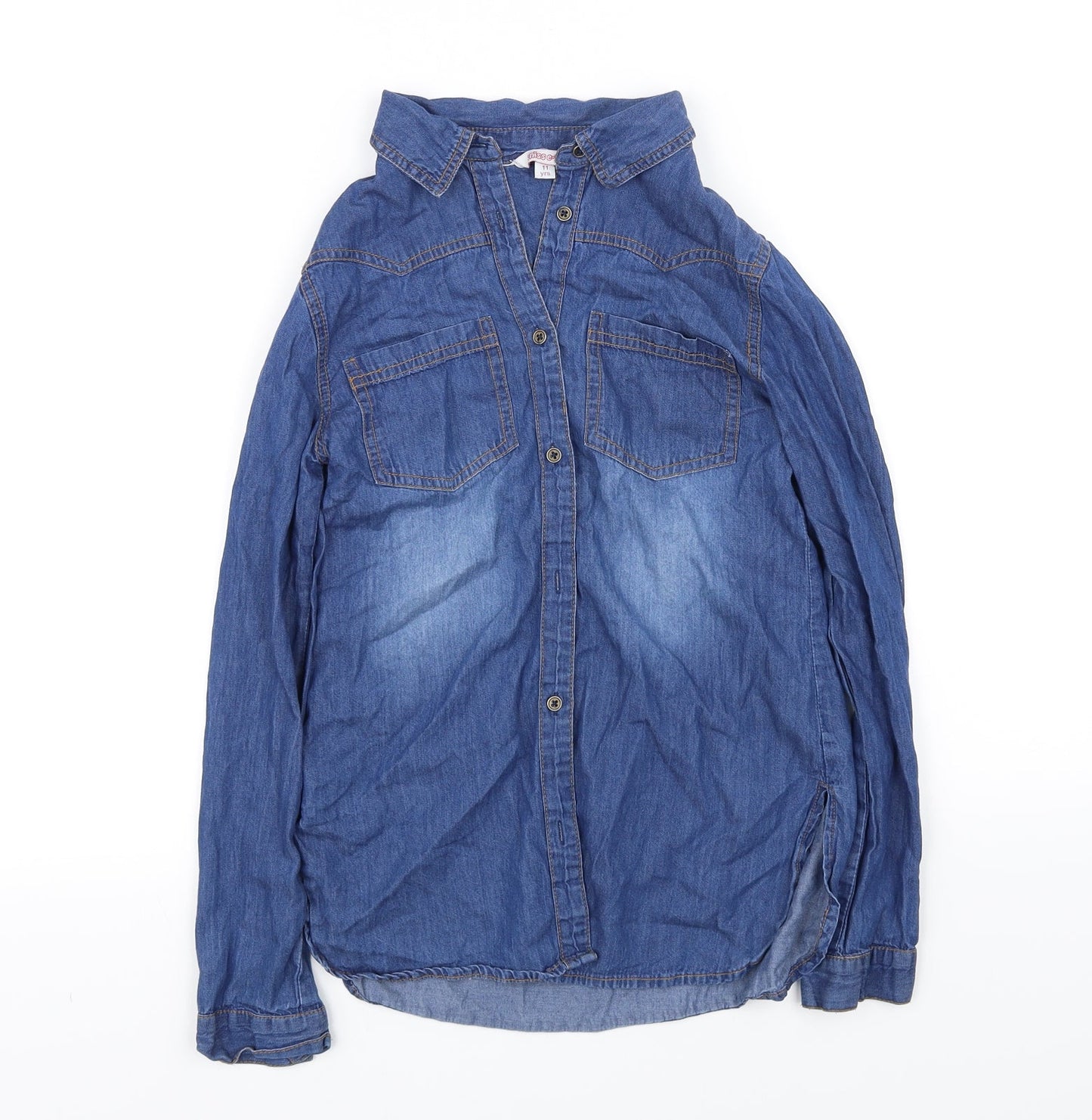 miss e vie  Womens Blue   Basic Button-Up Size 10