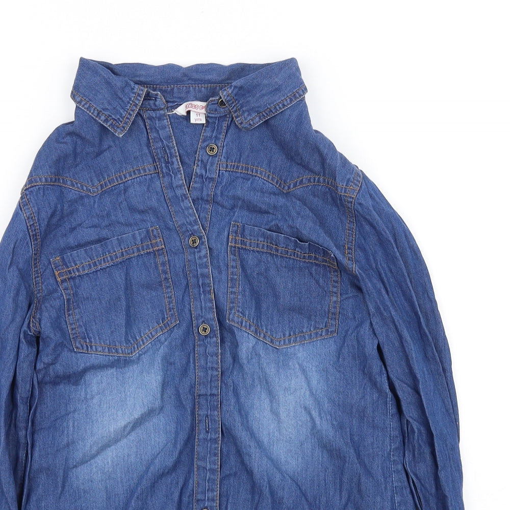 miss e vie  Womens Blue   Basic Button-Up Size 10