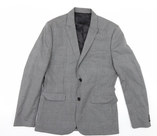H&M Mens Grey Camouflage  Jacket Suit Jacket Size 38