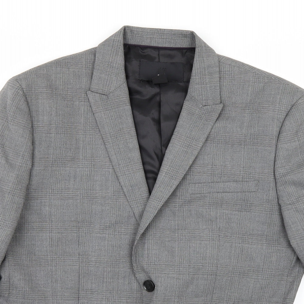H&M Mens Grey Camouflage  Jacket Suit Jacket Size 38