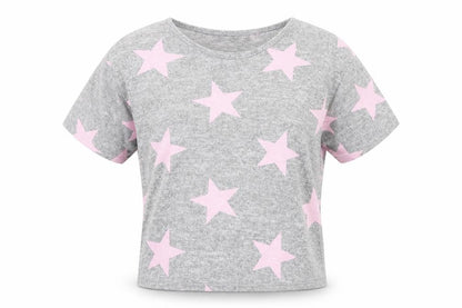 Front view of PRETTYLITTLETHING women’s grey polka dot basic t-shirt, size M