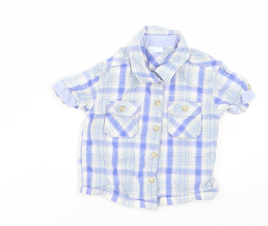 Cherokee Baby Blue Check  Basic Button-Up Size 12-18 Months