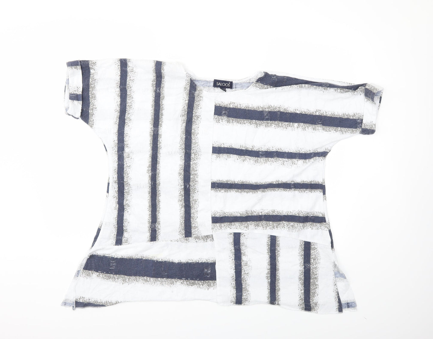 Saloos Womens White Striped  Basic T-Shirt Size 12
