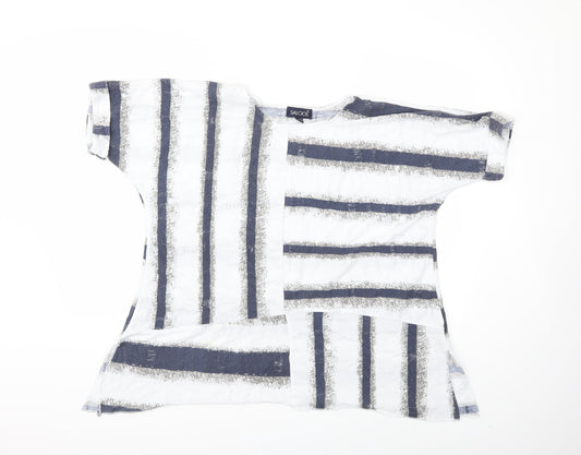 Saloos Womens White Striped  Basic T-Shirt Size 12