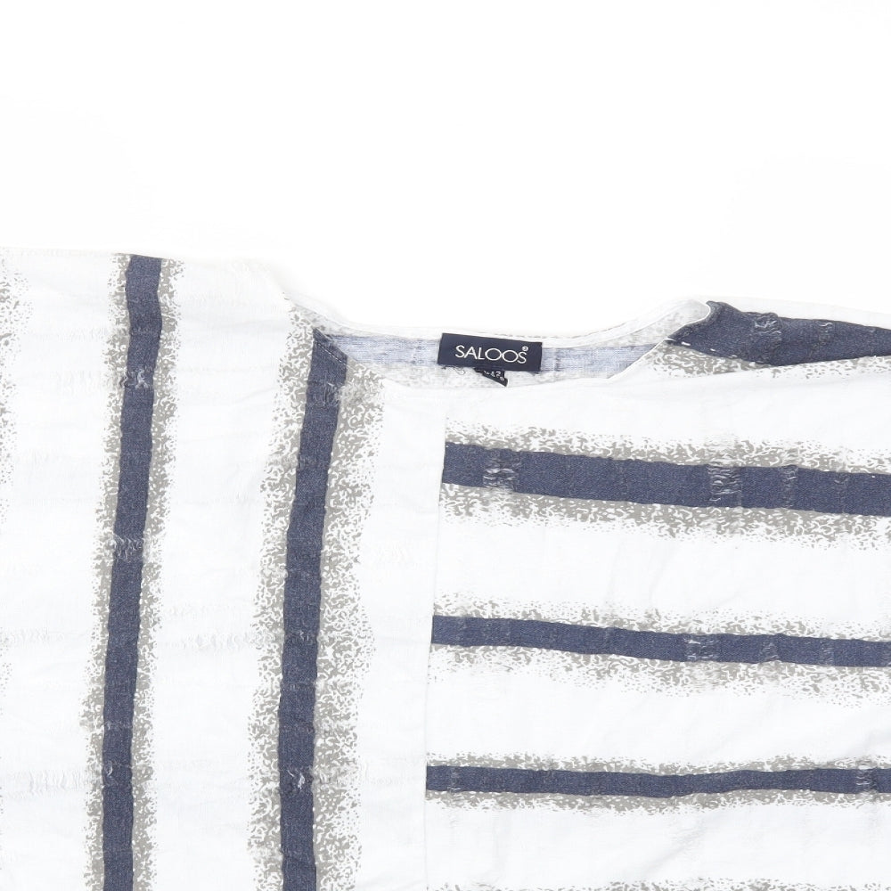 Saloos Womens White Striped  Basic T-Shirt Size 12