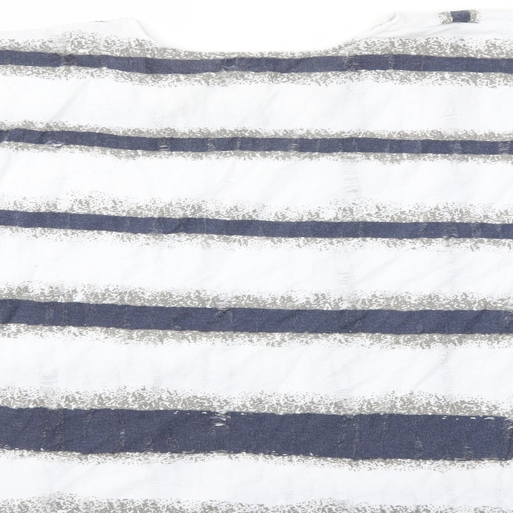 Saloos Womens White Striped  Basic T-Shirt Size 12