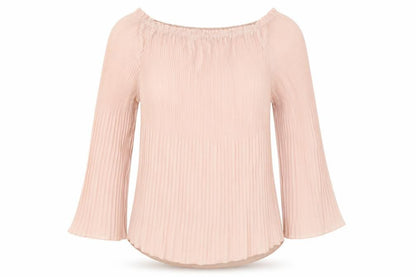 Front view of Preworn women’s pink basic blouse, size M