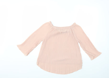 Back view of Preworn women’s pink basic blouse, size M