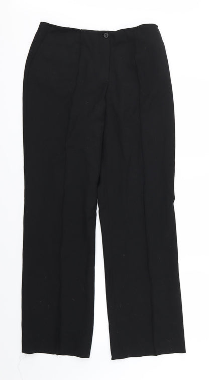 Additional front view of Per Una women’s black rayon trousers, size UK 12, 30-inch leg