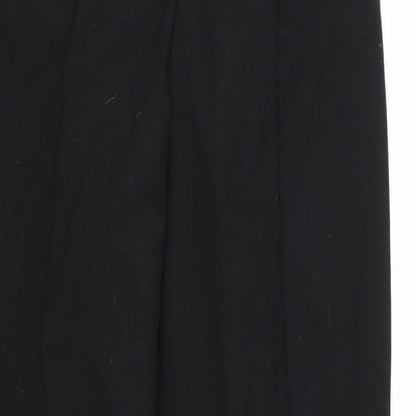 Close-up detail of Per Una women’s black rayon trousers, size UK 12, 30-inch leg