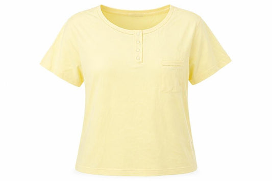Front view of Provencale women’s yellow jersey basic t-shirt, size M