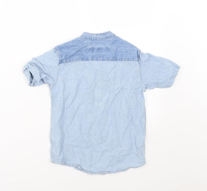 Back view of River Island boys’ blue denim basic button-up, size 6, years