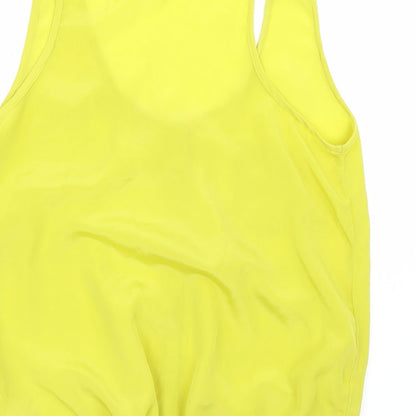 Brand and care label for West village women’s yellow basic tank, size UK 12